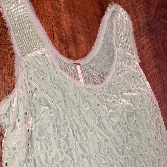 Free People Danced to Pieces Teal Beaded Mini Dres - Picture 4 of 7